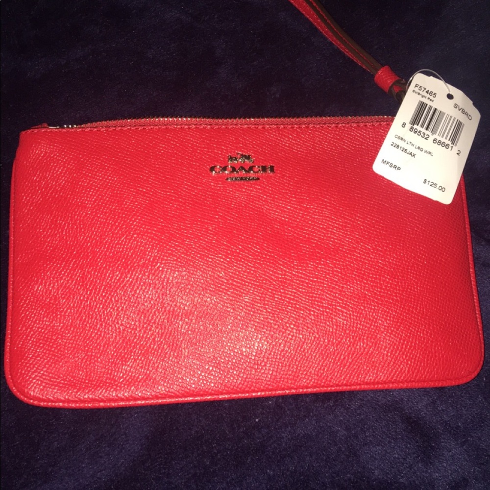 Coach Large Red Leather Wristlet